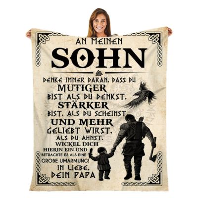 UOOYAA Plush Fleece Blanket, Personalized Gift for My Son from Dad, Inspirational Throw for Couch, Bed, or TV