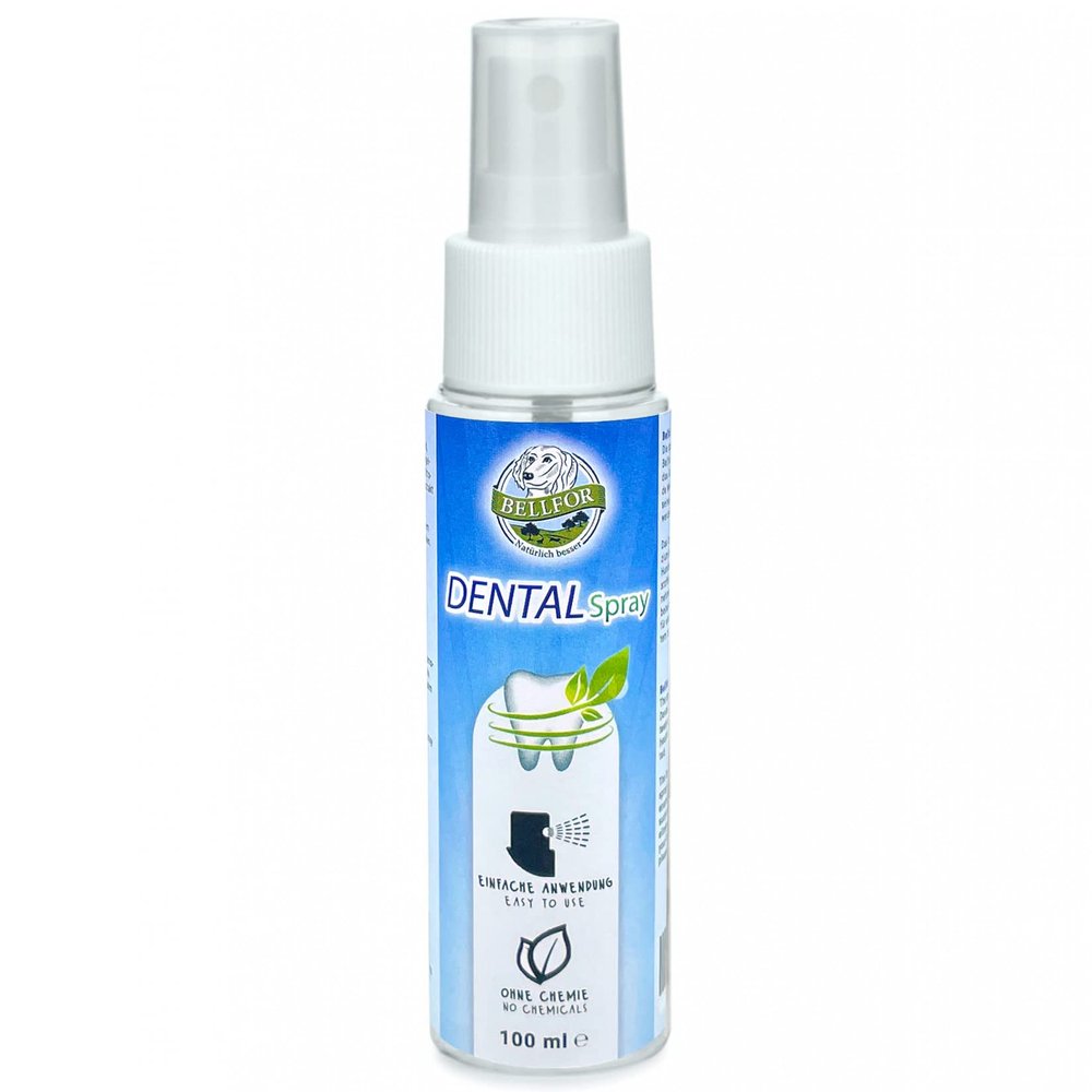 Bellfor Dental Spray for Dogs Against Bad Breath, 100 ml—Dental Care with Chamomile Extract and Calcium Chloride, No Toothbrush Needed