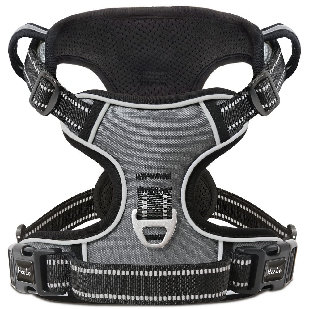HEELE Dog Harness, No-Pull Harness for Large Dogs with Handle, Gray, L
