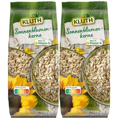 Kluth Sunflower Seeds for Snacking, Rich in Vitamin B1, 500 g, Pack of 2
