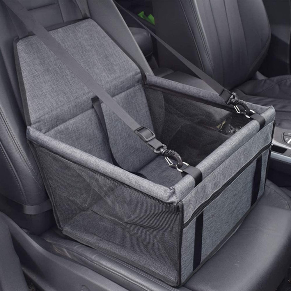 LHCY Dog Car Seat, Foldable Waterproof Carrier for Small Dogs and Cats, Dark Gray
