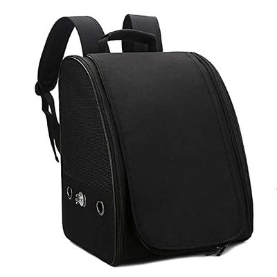 Portable Bird Carrier Backpack, Breathable Parrot Travel Bag for Large and Small Birds (BK)