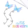 Bartosi Blue Butterfly Hair Clips with Tassels, Rhinestones, 2 Pieces view 2