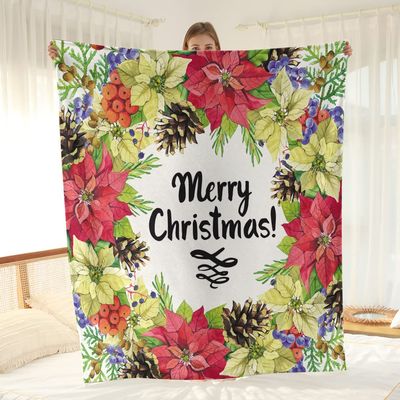 Surwin Cozy Flannel Blanket, Spring Flowers Print, Soft Plush Fleece Blanket for Baby, Sofa, Gifts and Decor, Harvest, 31.5 x 47.2 in