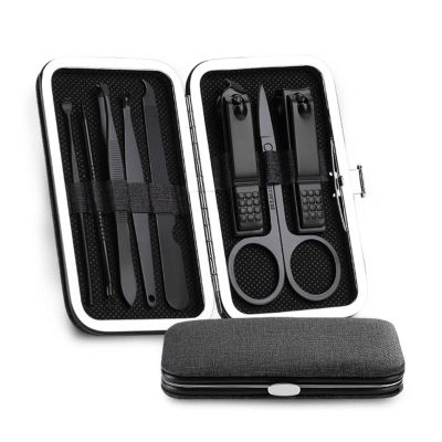 UKKO 8-Piece Nail Clipper Set, Multifunctional Stainless Steel, Black