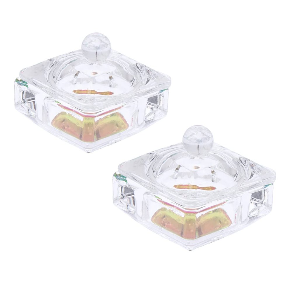 Beaupretty Glass Crystal Dappen Dishes for Nail Art, 2 Pieces