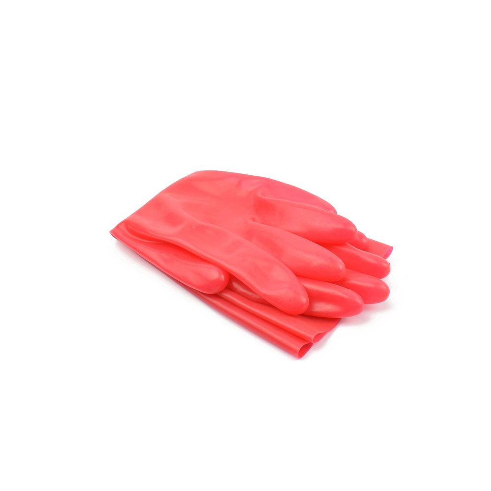 Rubberfashion Short Latex Gloves, Red, 0.4 mm, Size M