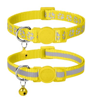 Taglory Reflective Cat Collar with Safety Release and Bell, 2-Pack Adjustable Collar for Cats and Kittens, 15-20cm Yellow