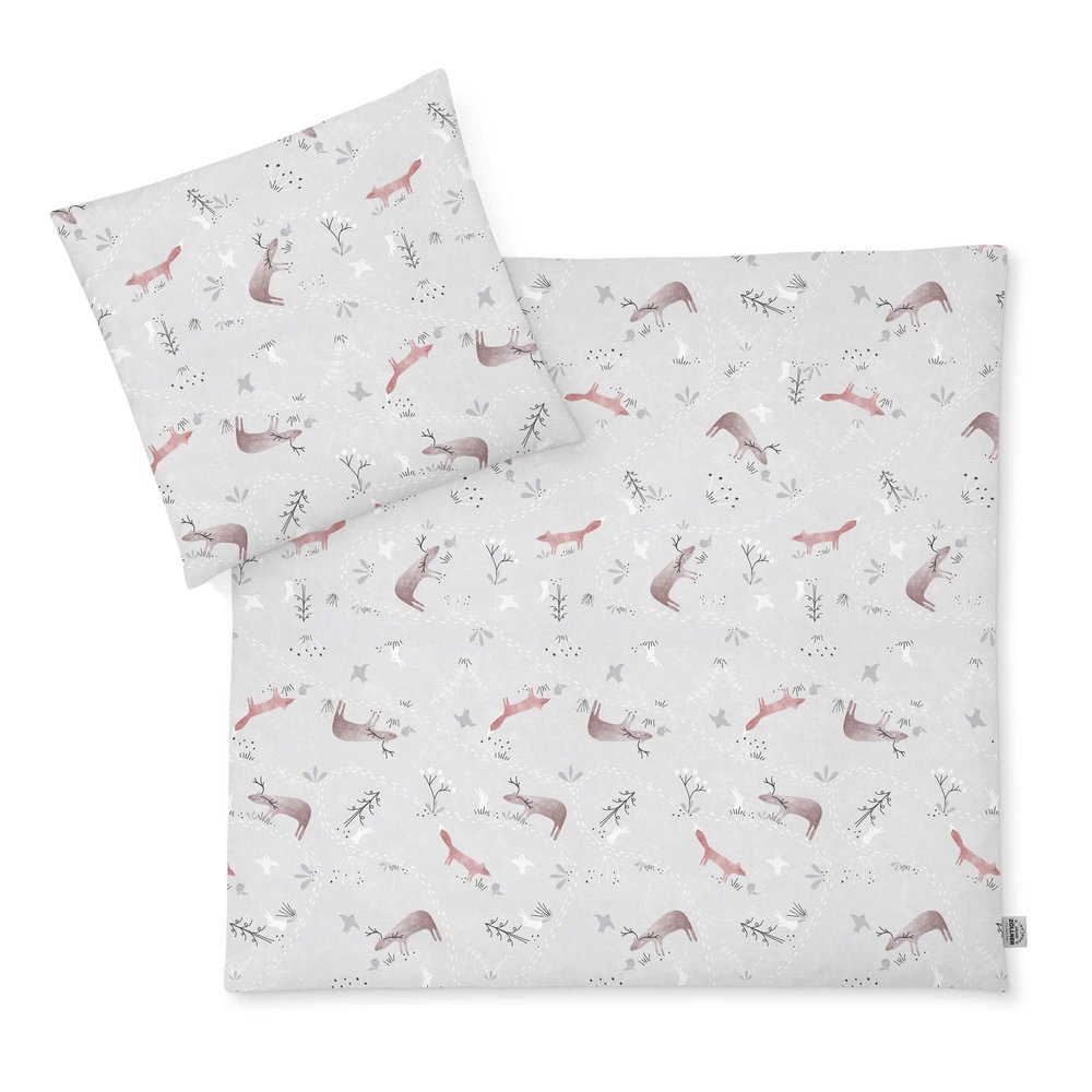 Julius Zöllner Baby Bedding Set, 100% Cotton, 80 x 80 + 35 x 40 cm, Woodlife