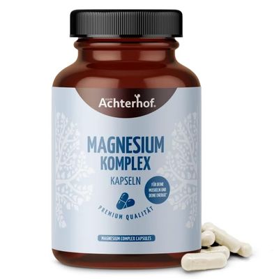Magnesium Complex 180 Capsules | High-Dose | 219 mg Pure Magnesium per Daily Dose | High Bioavailability | Vegan | vom Achterhof