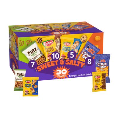 Keebler Sweet & Salty Variety Pack, Cookies, Pretzels & Cheese Balls, 30 ct