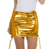 Women's Sexy Wet-Look Metallic Mini Skirt, Gold, One Size view 2