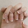 Sethexy Short Square French Ballerina Rhinestone Press-On Nails, Glossy Pink Acrylic, 24 Pieces view 1