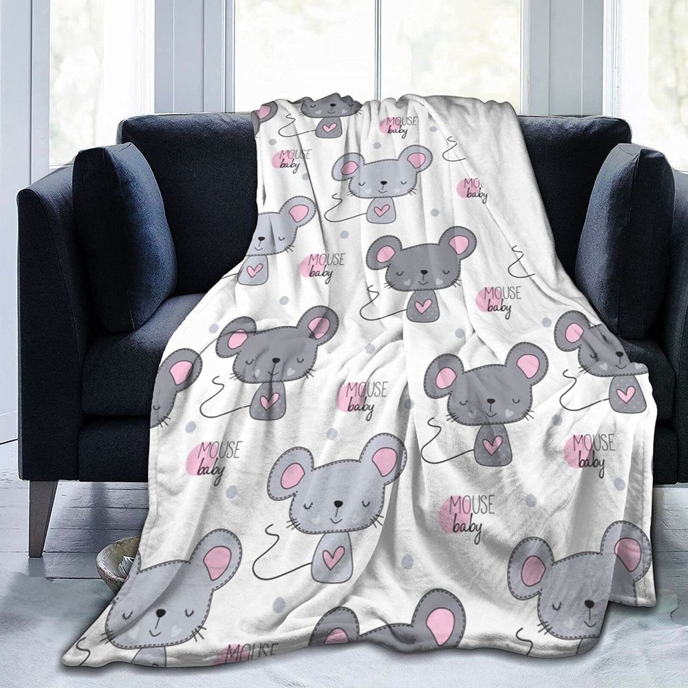 SE Baby Mouse Flannel Fleece Blanket, Soft Warm Blanket 150 x 125 cm