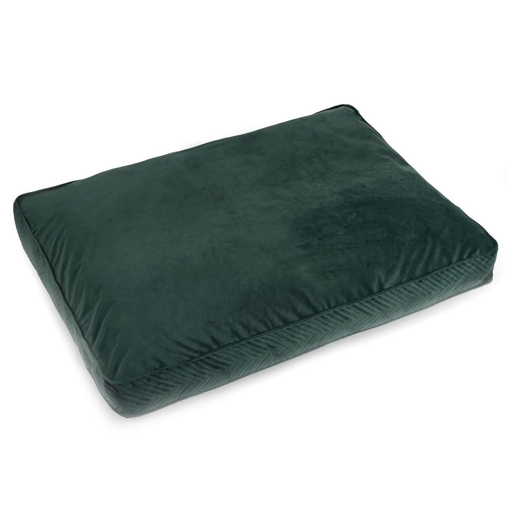 BOUTIQUE ZOO Exclusive Dog Bed with Memory Foam, Green Velvet, XXL 100 x 120 cm