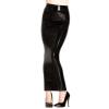 Long Black Natural Latex Skirt, Ankle-Length, Back Slit, S view 2