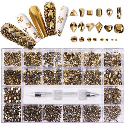 3D Flatback Glass Nail Rhinestones, Fancy-Shaped Crystals for DIY Nail Art