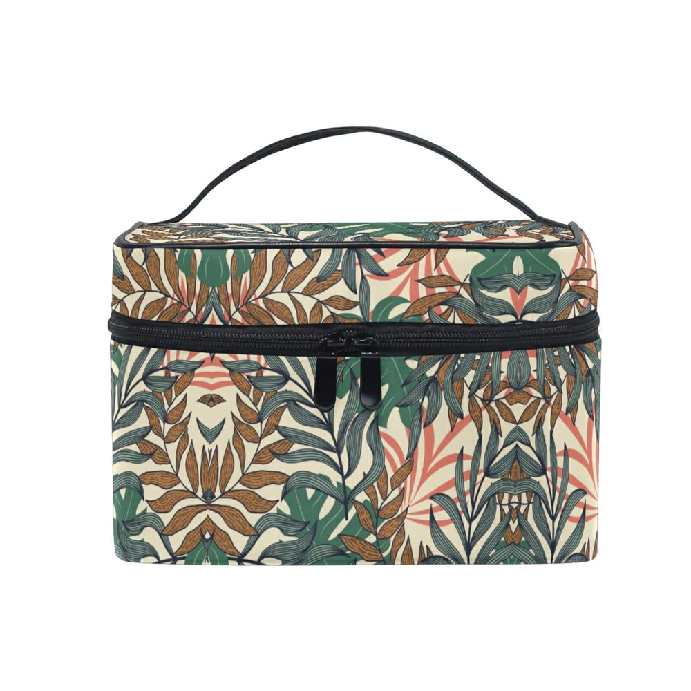 Tropical Green Leaf Makeup Bag Organizer
