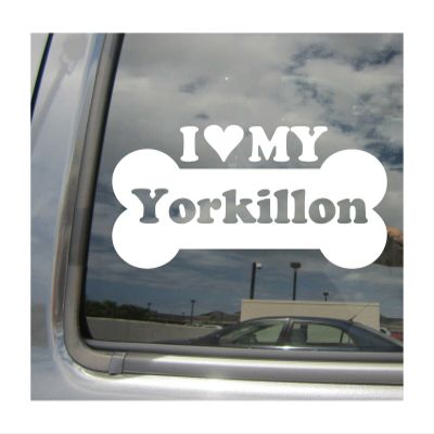myrockshirt I Love My Yorkillon Mixed Dog Bone Sticker, approx. 17 cm