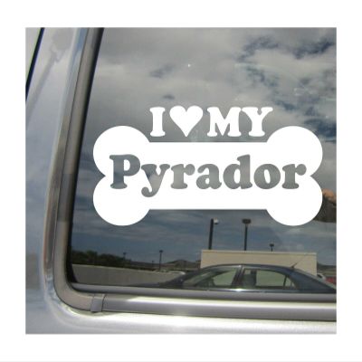 myrockshirt I Love My Pyrador Mixed-Dog Bone Sticker, Approx. 17 cm