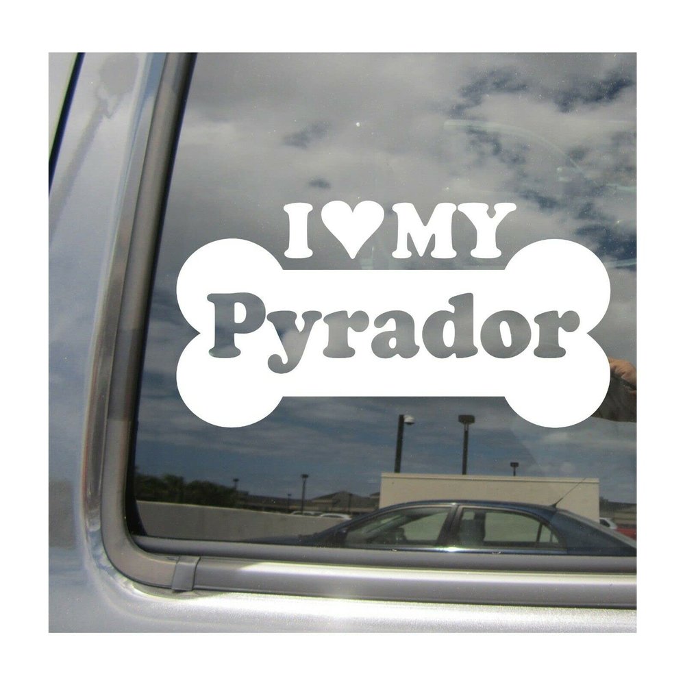 myrockshirt I Love My Pyrador Mixed-Dog Bone Sticker, Approx. 17 cm