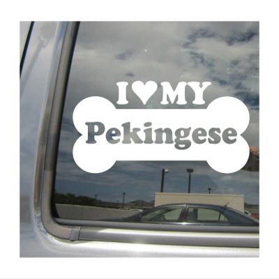 myrockshirt I Heart Love My Pekingese - Mixed Dog Bone Sticker, approx. 17 cm