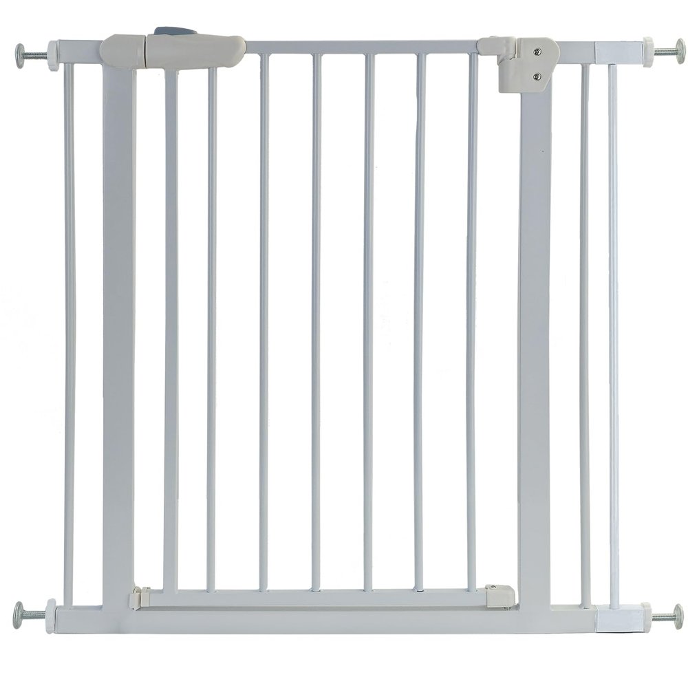 Stair Safety Gate, White, No-Drill, Auto-Close, 81–92 cm