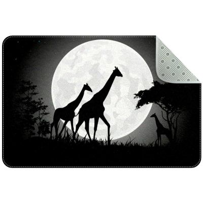 Giraffe Family and Giant Moon Non-Slip Rug for Kids, 61 x 40.6 cm