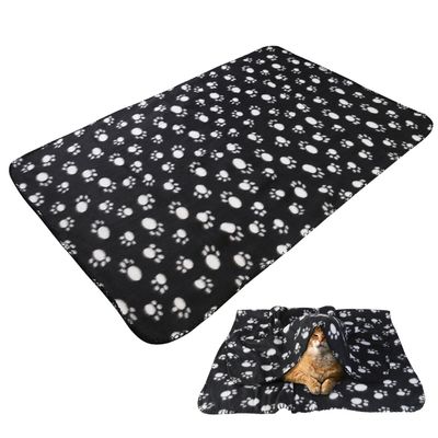 VILLCASE Pet Dog Cat Paw Fleece Blanket (Black)