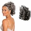 CAISHA Hairpiece Hair Tie Curly Messy Bun, Chocolate Brown/Gray Mix G29L view 1