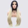 Chtom Black-Beige Long Straight Handmade Lace Wig for Women view 1