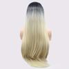 Chtom Black-Beige Long Straight Handmade Lace Wig for Women view 2