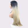 Chtom Black-Beige Long Straight Handmade Lace Wig for Women view 3
