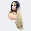 Chtom Black-Beige Long Straight Handmade Lace Wig for Women view 4
