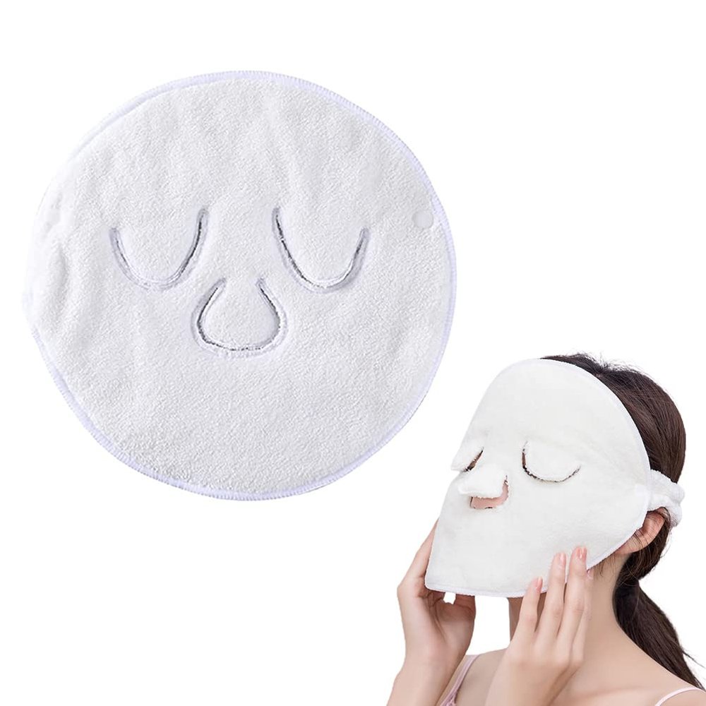 J-ouuo Reusable Facial Towel Mask, Thick Coral Velvet Hot & Cold Compress