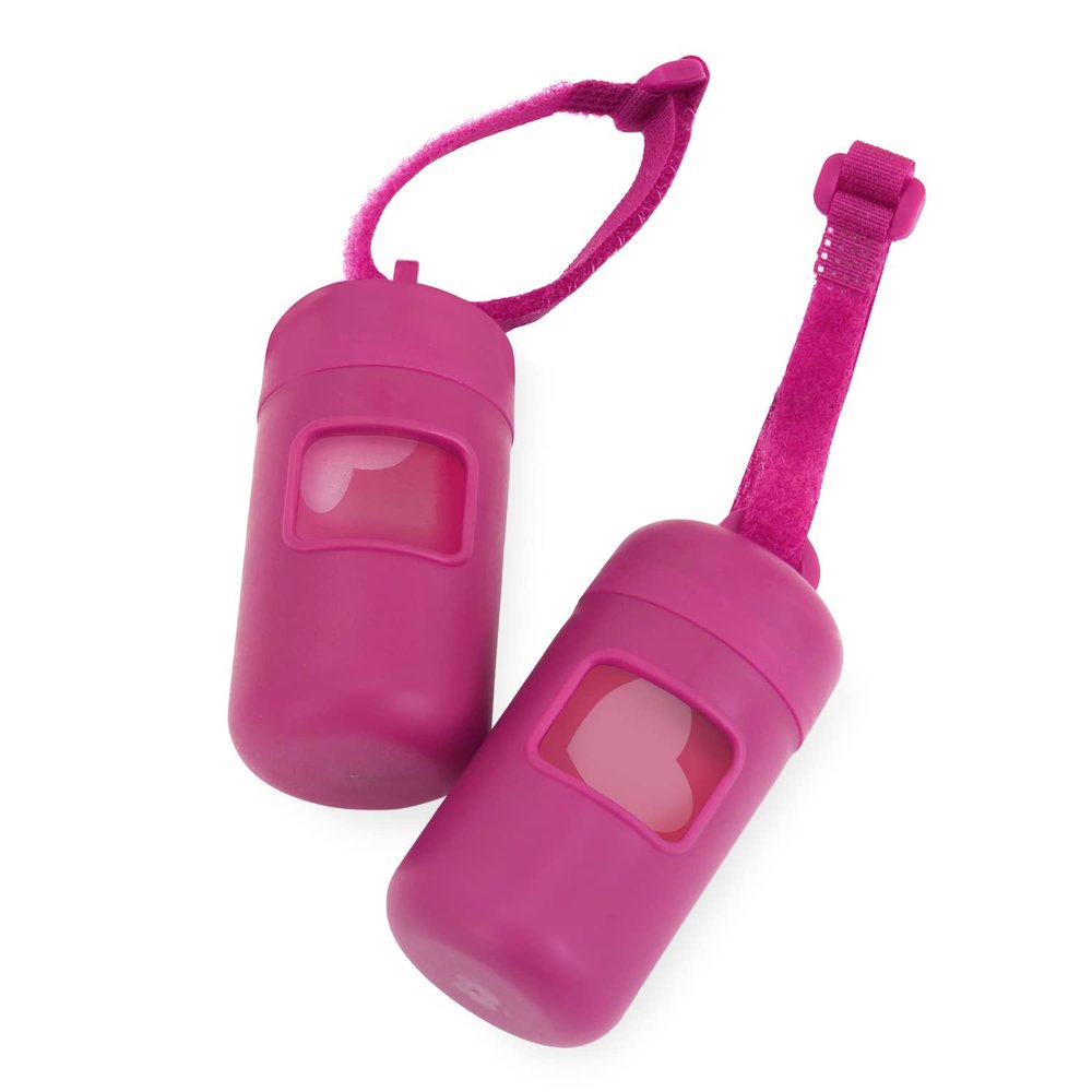 Best Pet Supplies Reusable Dog Waste Bag Holders for Leashes, Fuchsia, 2-Pack