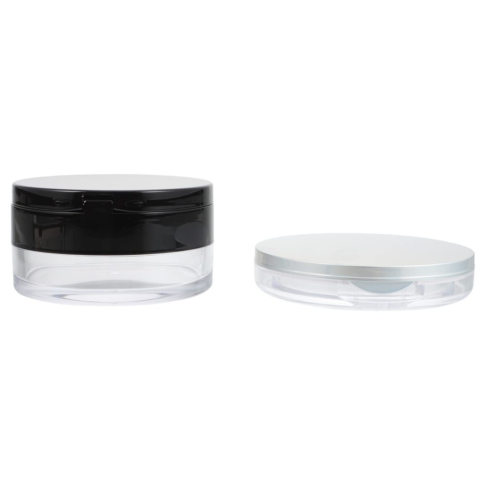 Empty 20 g Makeup Powder Box with Mirror and Powder Puff, Set of 2