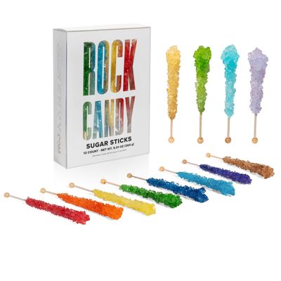 Candy Envy Assorted Rock Candy Crystal Sticks - 10 Individually Wrapped - Assorted Colors