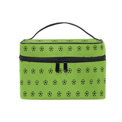 Football Green Makeup Bag Organizer with Zipper