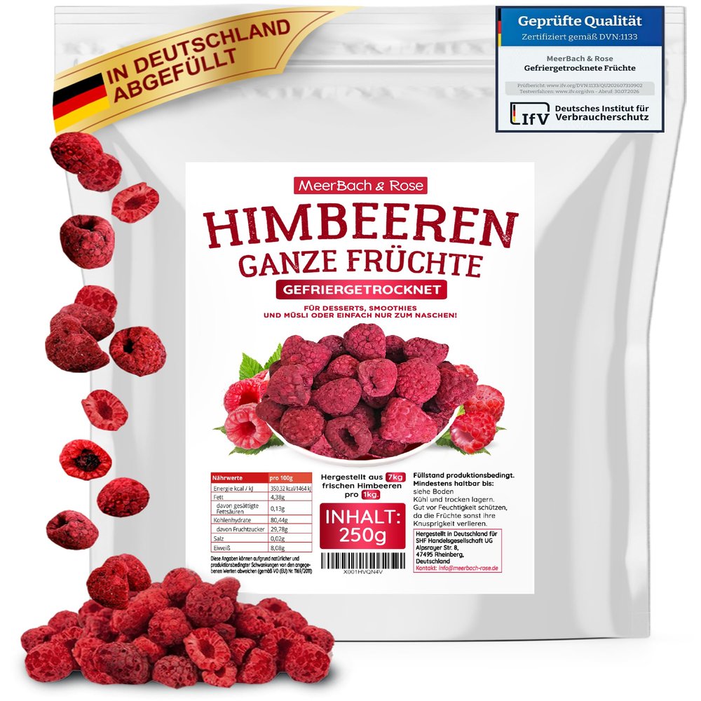 Freeze-Dried Raspberries 250 g – Whole Fruit, No Additives