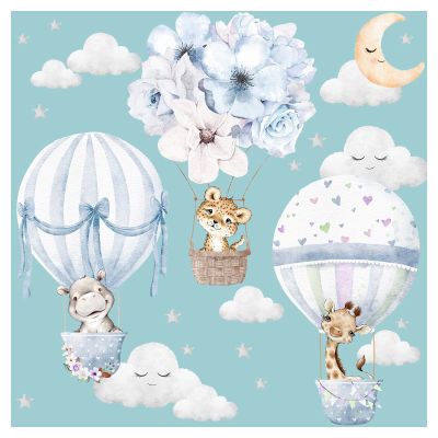 Little Deco Animal Hot-Air Balloon Wall Decal for Kids' Rooms