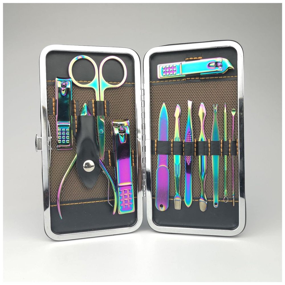 KUYWLMKMZZ 12-Piece Stainless Steel Nail Clipper Set for Women and Men, Color A
