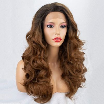 Chtom Women's Synthetic Lace Front Wig, Long Dark Brown Hair