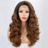 Chtom Women's Synthetic Lace Front Wig, Long Dark Brown Hair view 2