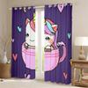 Teacup Unicorn Curtains, Cute Dreamy Horse Window Treatment for Kids, Kawaii Rainbow Unicorn Curtains, 46" x 54" view 2