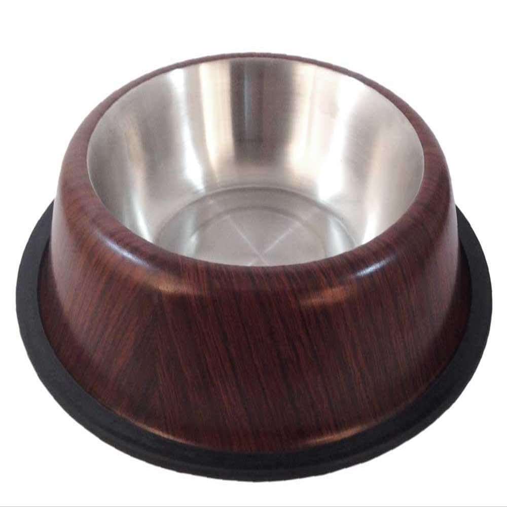 Stainless Steel Dog Bowl with Wood Design