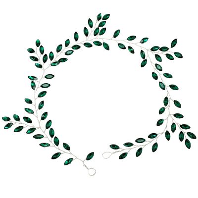 BETITETO Green Rhinestone Bridal Hair Vine Headband