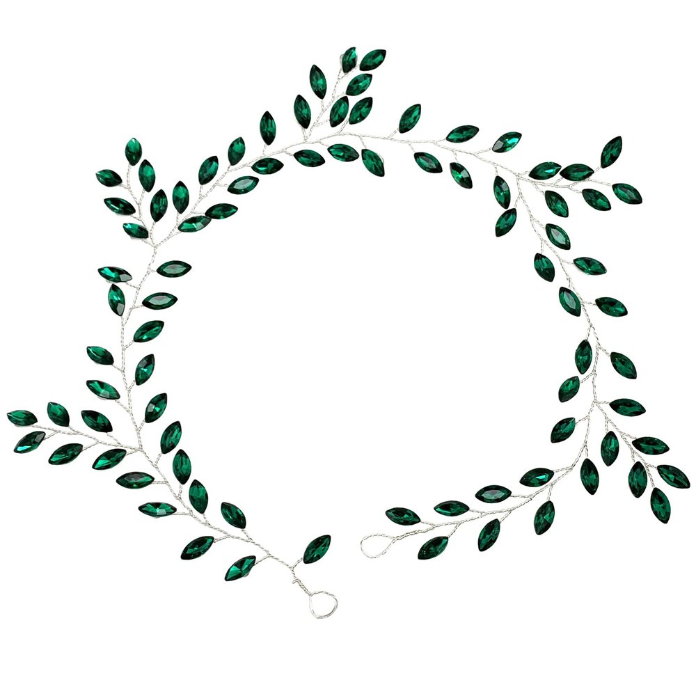 BETITETO Green Rhinestone Bridal Hair Vine Headband