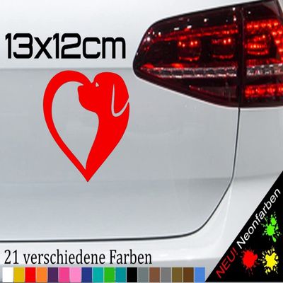 Heart with Dog Silhouette Sticker, 13 x 12 cm, 21 Colors