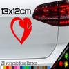 Heart with Dog Silhouette Sticker, 13 x 12 cm, 21 Colors view 1